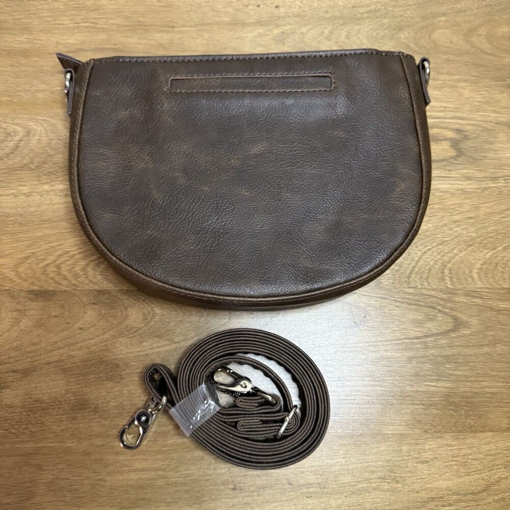 Jewell By Thirty-one Half Moon Crossbody Purse Chestnut Distrd Pebble Brown NWOT